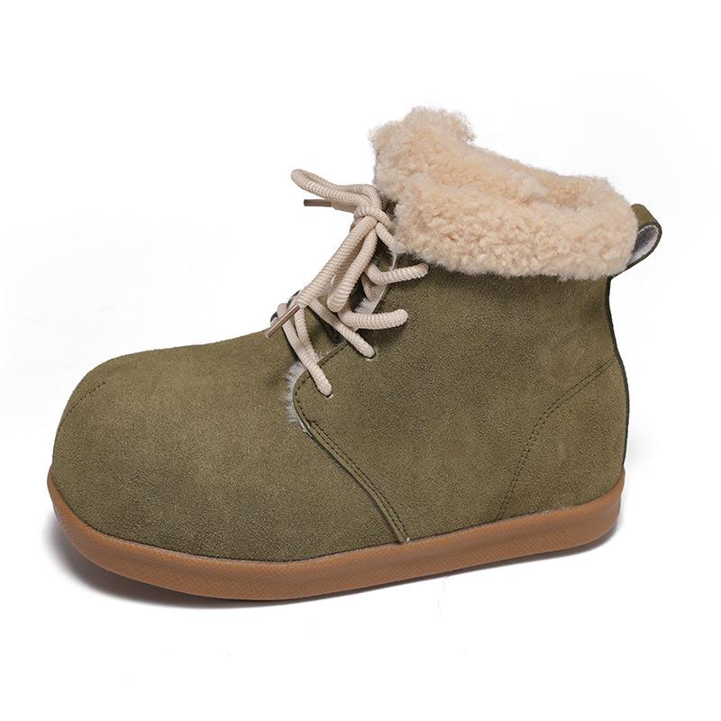 

Зимние ботинки на плоской подошве, флисовые короткие ботинки, женские осенне-зимние новые пушистые ботинки на шнуровке, теплые хлопковые ботинки 40 армия зеленый