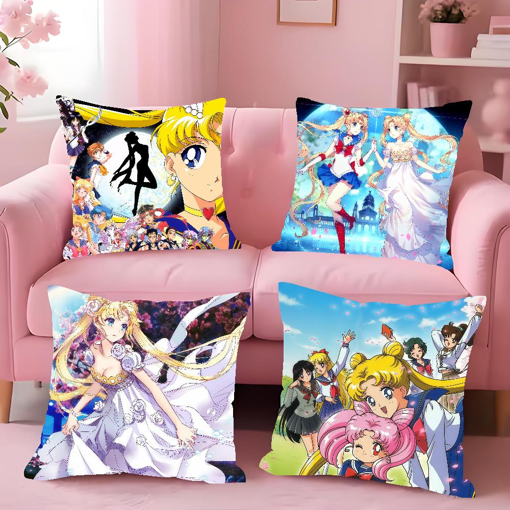 Comic Ssailor Mmoon Cushion Cover Antidustmite Sofa Cushion Decorative Office Cover Lounge Area Indoor Outdoor Use