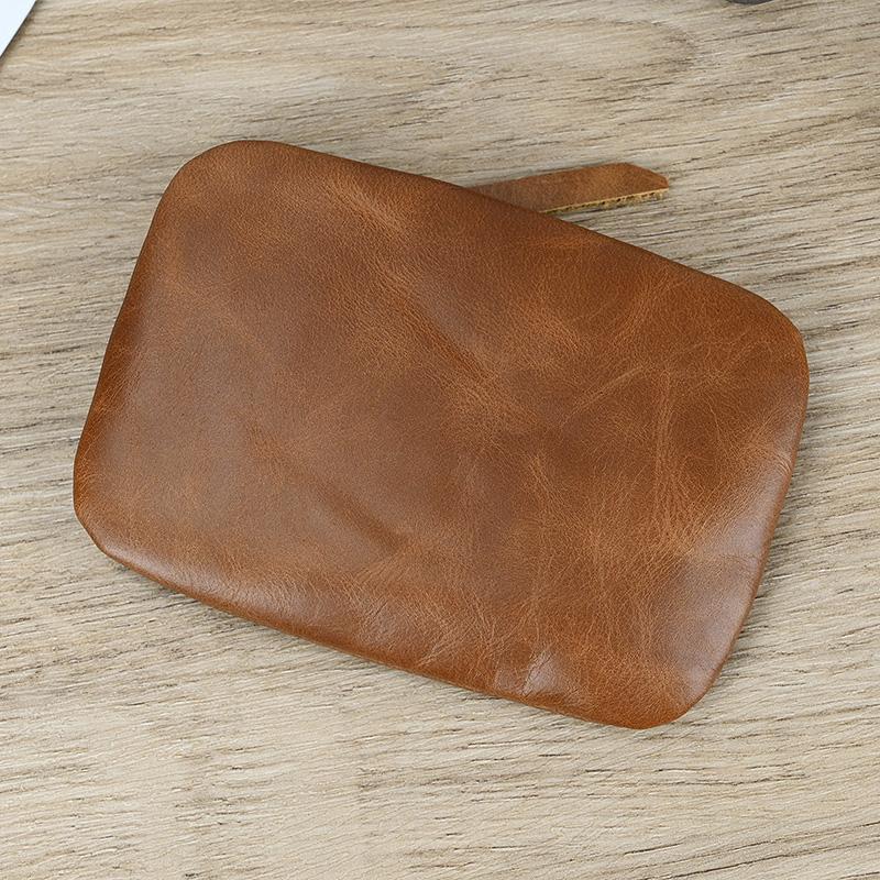 New Men Genuine Leather Zipper Coin Wallet Natural Leather Short Purse Card Holder Cash Clutch Wallet With Key Ring