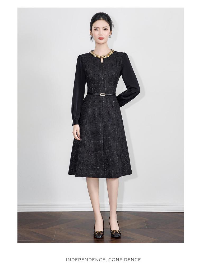 High-End Lurex Tweed Autumn/Winter Banquet Gown Dress - Nanyou Collection
