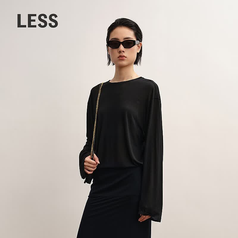 Less 2025 Autumn Round Neck Long Sleeve T-Shirt