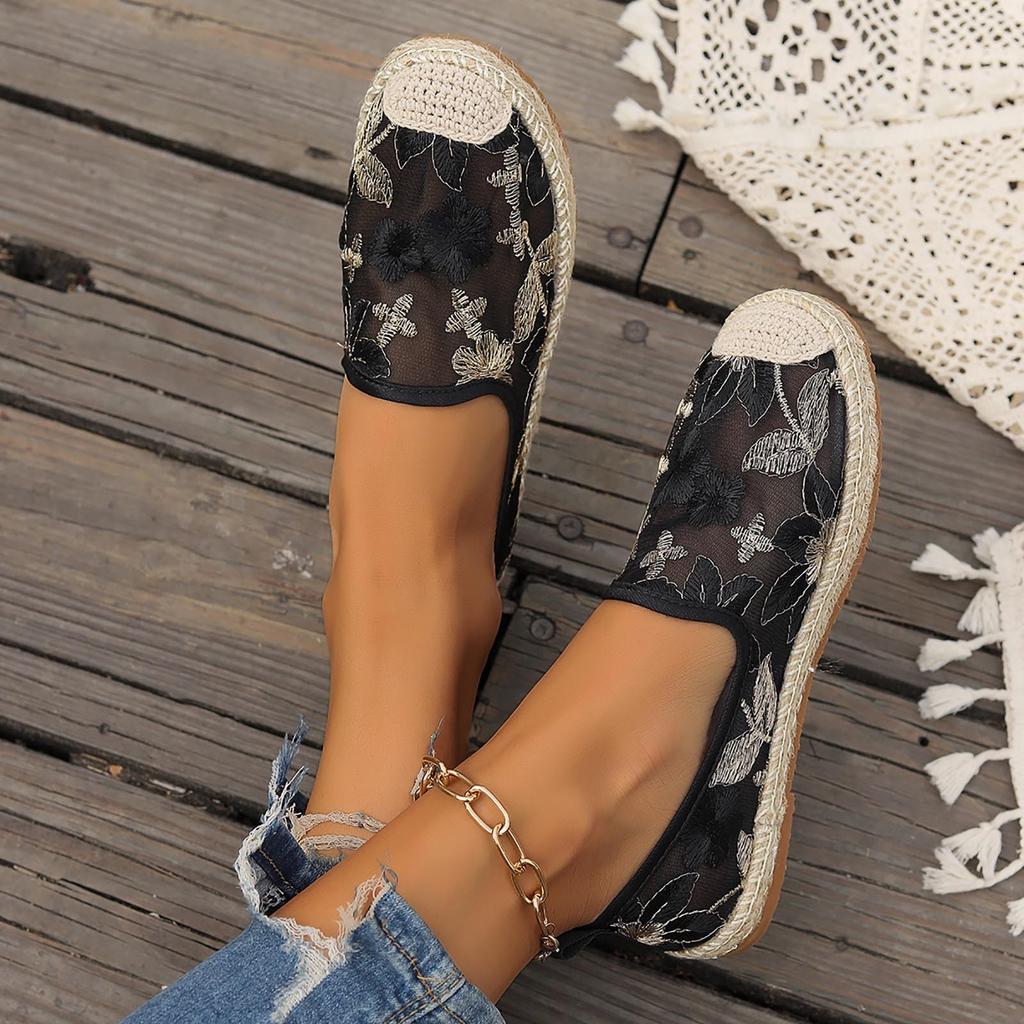 Summer Formal Shoes Women Women'S Summer Fashion Solid Color Mesh Surface Flower Casual Shoes Non Slip Zapatos De Mujer