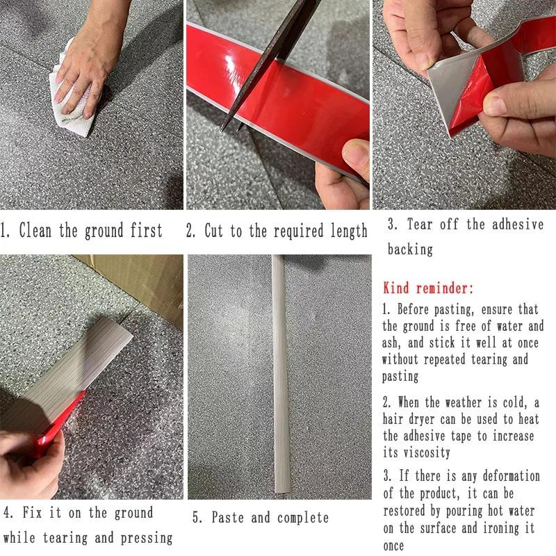 1M Soft PVC Self Adhesive Floor Transition Strip Carpet Edging Trim Flooring Threshold Transition Sealing Strips