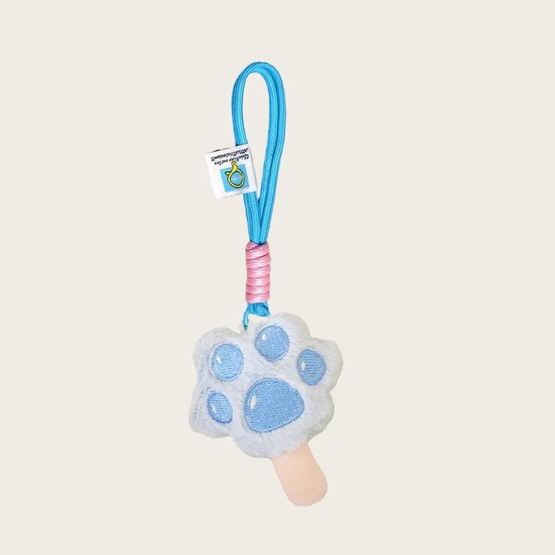 New Cartoon Cute Pet Dog Paw Doll Pendant Girl Heart Backpack Keychain Cute Plush Bear Paw Braided Popsicle Pendant