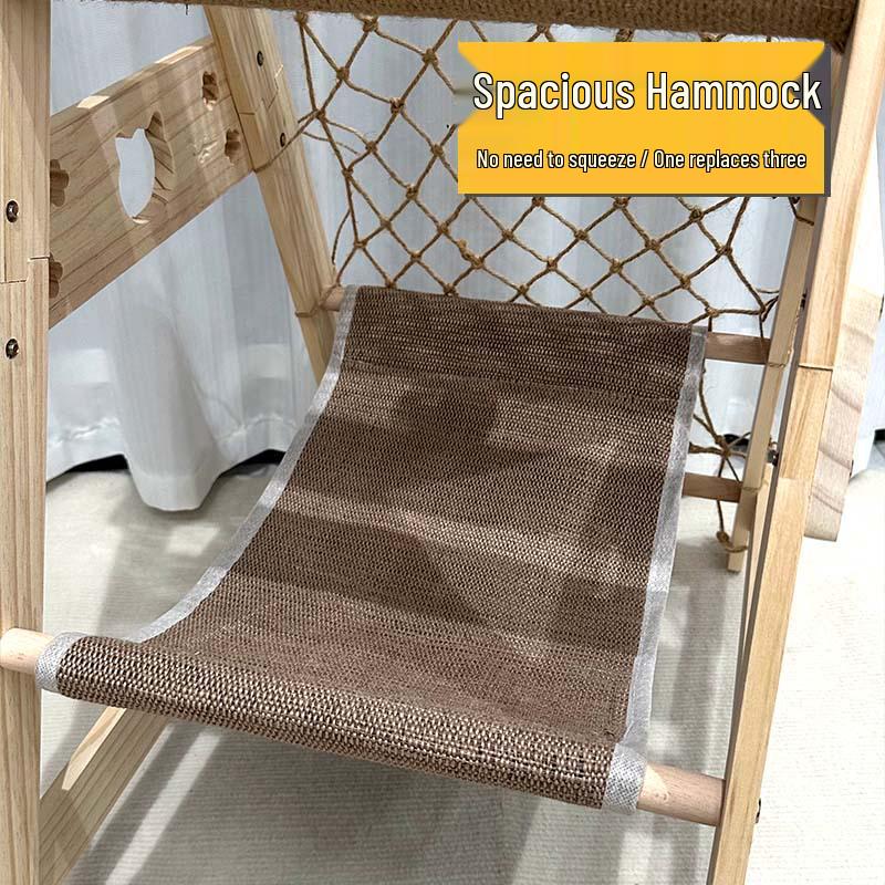 Massivholz-Katzenbaum: Mehrstufige Kletterleiter, Plattform & Bett zum Spielen und Schlafen