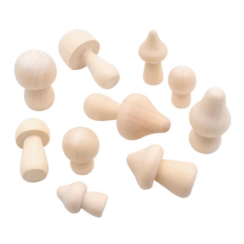 Wooden Mushroom Children's DIY Paintable Toy Creative Modern Minimalist Home Decor Solid Wood Mini Mushroom