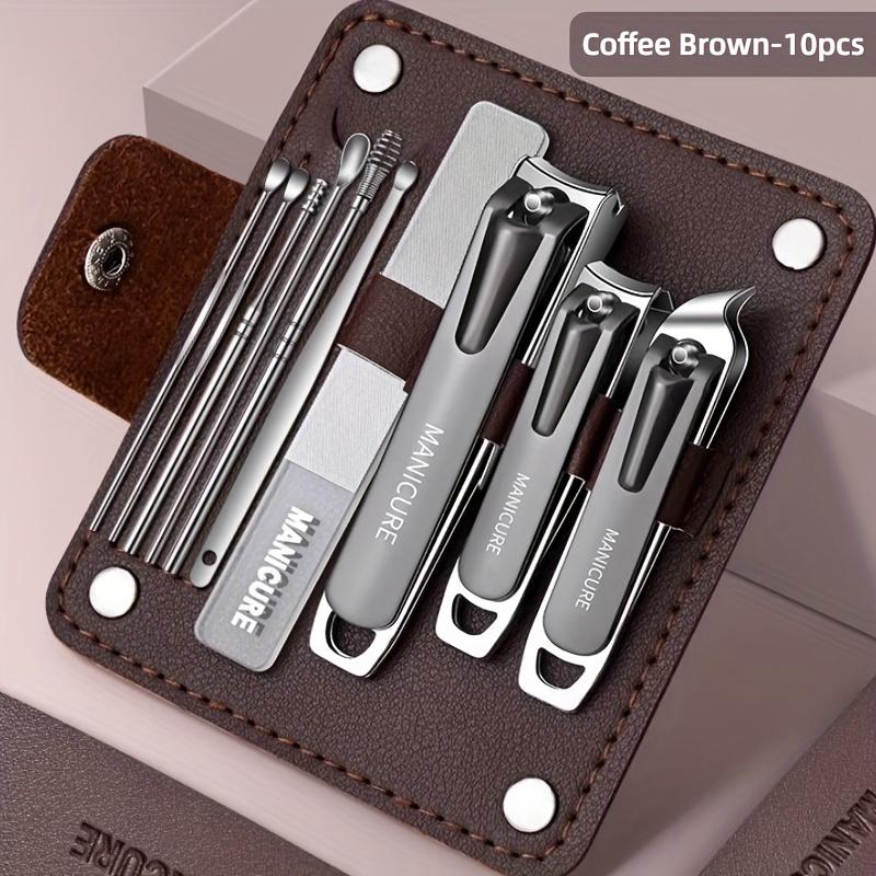 Xiaomi 10pcs Professional Nail Care Set with Anti-Splash Features Nail Clipper File And Ear Spoon Tools Comes in a Foldable Leather