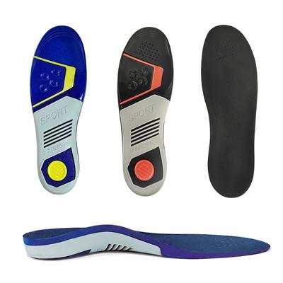 Palmilhas esportivas de silicone, amortecimento preto e vermelho, respirável, absorção de suor, suporte de arco macio de três cores, basquete