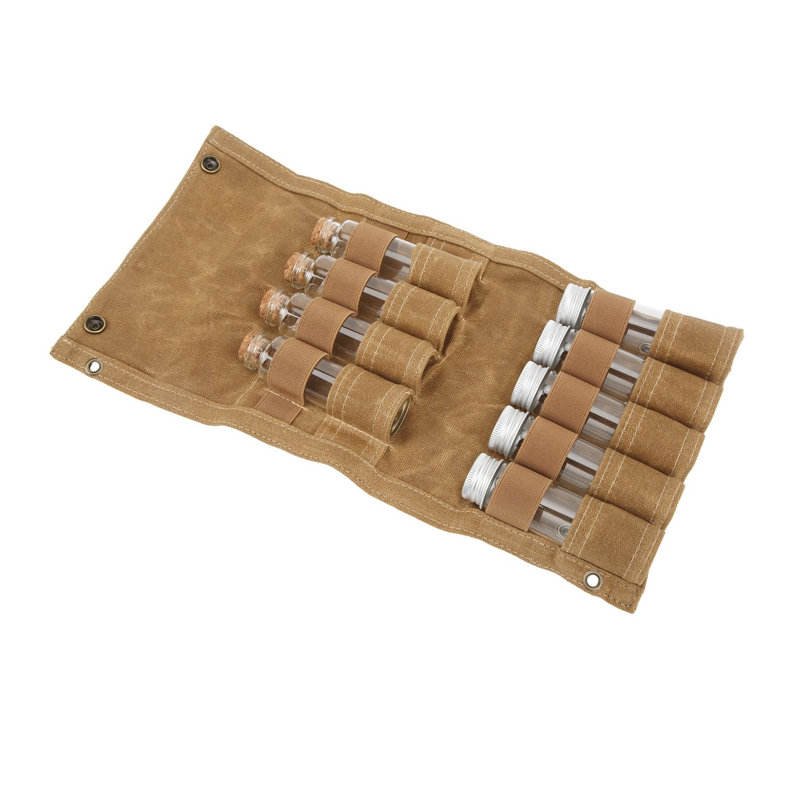 Seasoning Bottle Storage Bag Portable Camping Spice Kit with 9 Spice Jars for Outdoor Camping BBQ Picnic