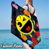 Custom Name Pac Game Beach Towel - Soft, Ultra-Absorbent Microfiber, Lightweight, Perfect for Beach, Parties, Travel, Camping