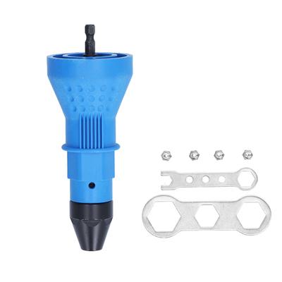 Rivet Drill Adapter Ergonomic Electric Riveting Drilling Insert Nut Tool with Hex Wrenches Nozzles