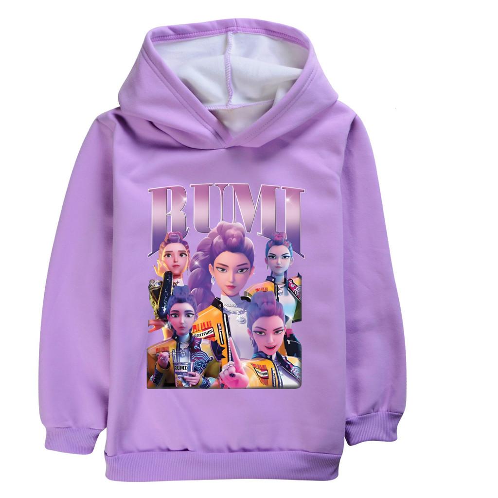 4996 Rumi Print Hoodies Kids Girls Kpop Rumi Zoey Mira Long Sleeves Velvet Warm Winter Hoodie
