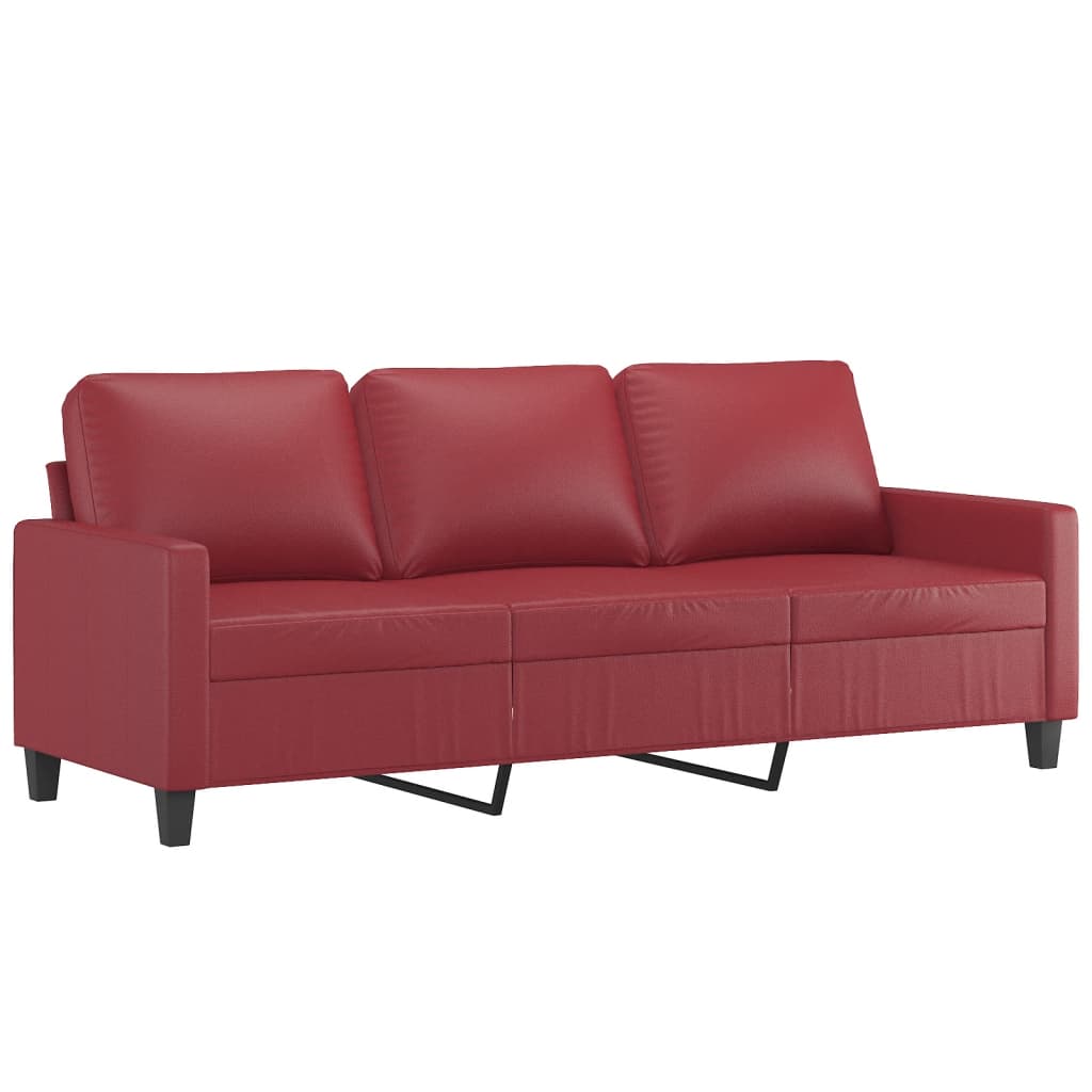 3 Seater Sofa with Ottoman Burgundy 180 cm Faux Leather