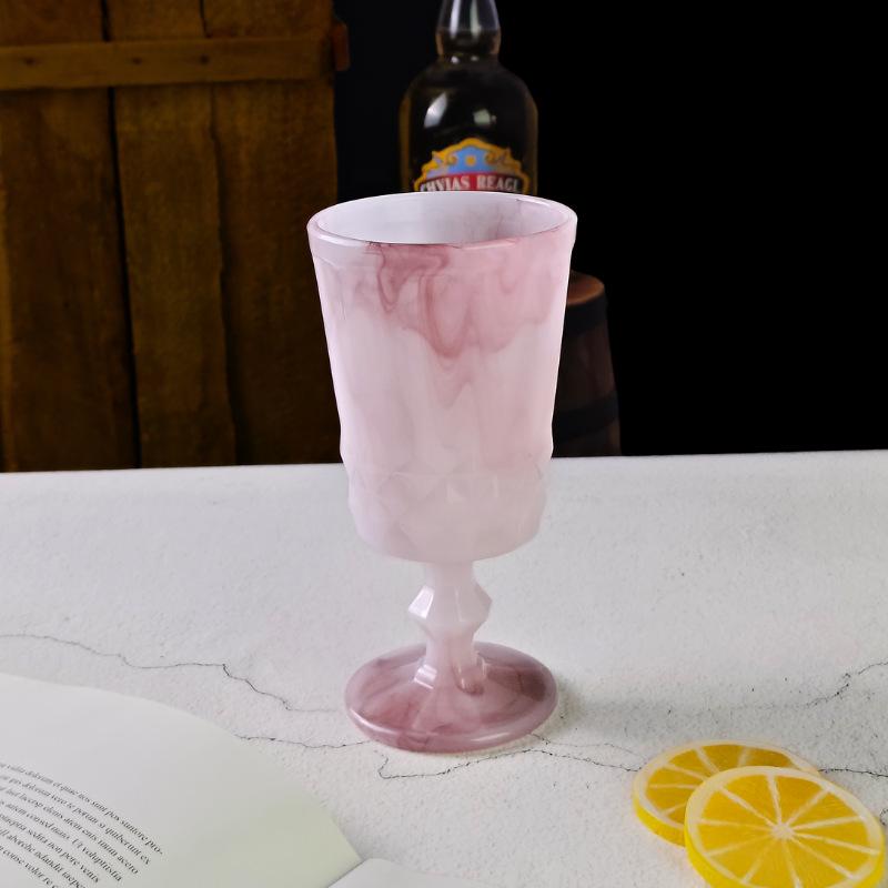 Milk Jade Glass Cup Goblet Glass Wine Glass Colorful Retro Glass Champagne Cocktail Glasses