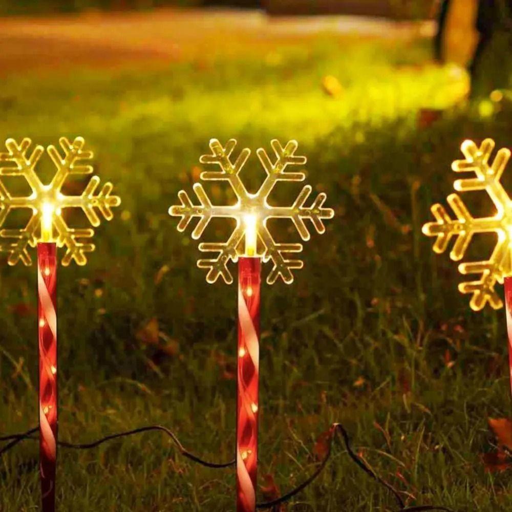 5Pcs/Set Snowflake Christmas Tree Ground Lamp 8 Modes Santa Claus Solar Lights Lawn