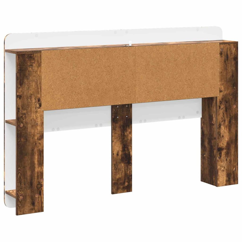 Headboard Cabinet with Storage Smoked Oak Wood Based Material