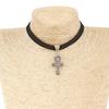 Collana con Ciondolo Croce Simbolo della Vita di Ankh Stile Punk Trendy Collare in Pelle Scamosciata Nera per Donne Uomini Amuleto Gioielli di Halloween