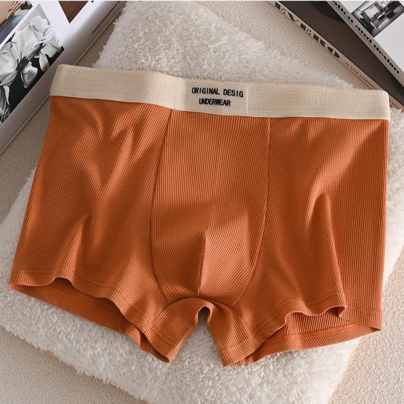 

Корейские ретро однотонные хлопковые трусы-боксеры мужские - коллекция осень/зима XL оранжевый