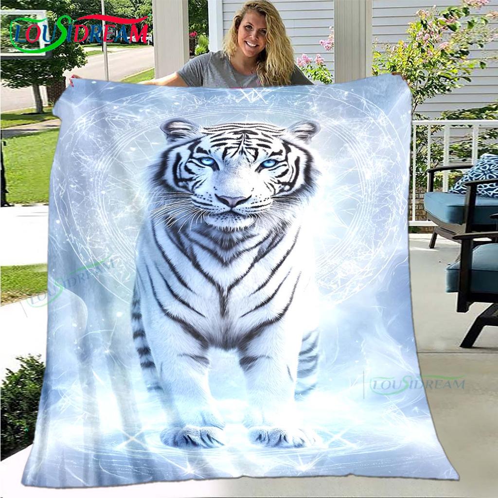 Hot Tiger Painting Print Flannel Adult and Children Blanket Sofa Bed Decoration Blanket Portable Blanket Bath Towel Gift