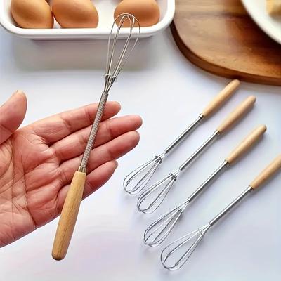 Mini Frusta in Acciaio Inossidabile Manico in Legno Frusta Miscelatore per Uova Cottura Set da Forno Casa Strumenti per Torta Accessori da Cucina