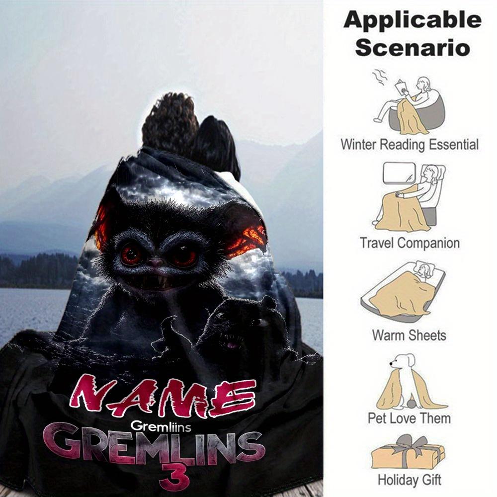 Gremlins Movie Poster Dark Sky Red Eyes Four Seasons Blanket Customized With Your Name Lightweight And Warm Perfect Gift For Home Office Camping Sofa