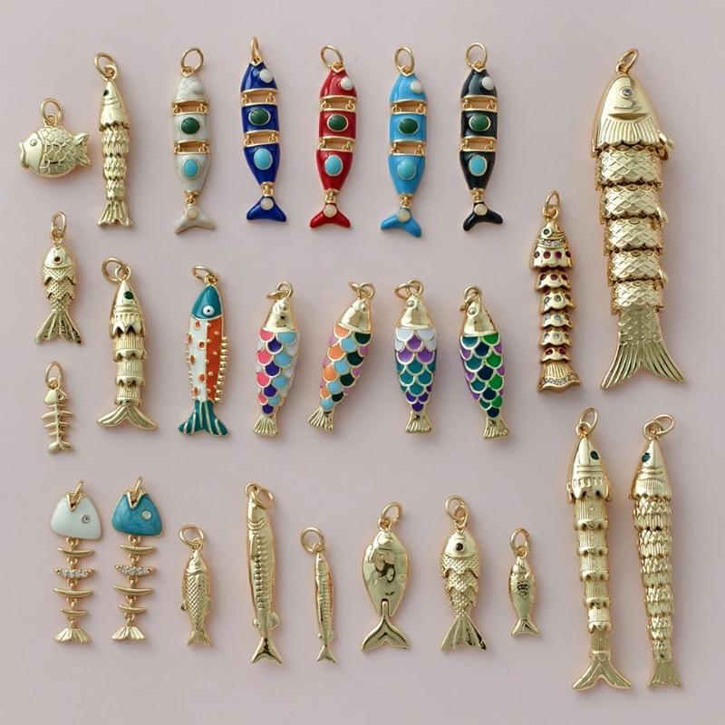 Eco-friendly Colored Enamel Fish DIY Charms Jewelry Making Accessories for Earrings Bracelet Necklace Craft