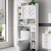 Bathroom Storage Cabinet Over Toilet with Toilet Paper Holder Stand, Freestanding Bathroom Storage Organizer Cabinet Space Saver