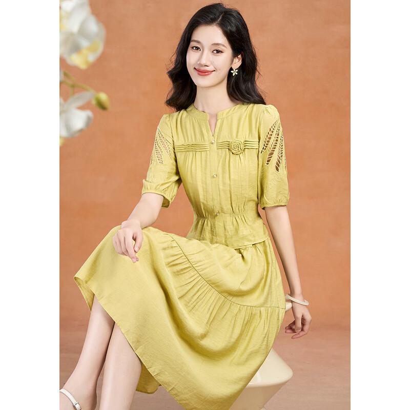 Elegant Faux Two-Piece Midi Dress 3XL