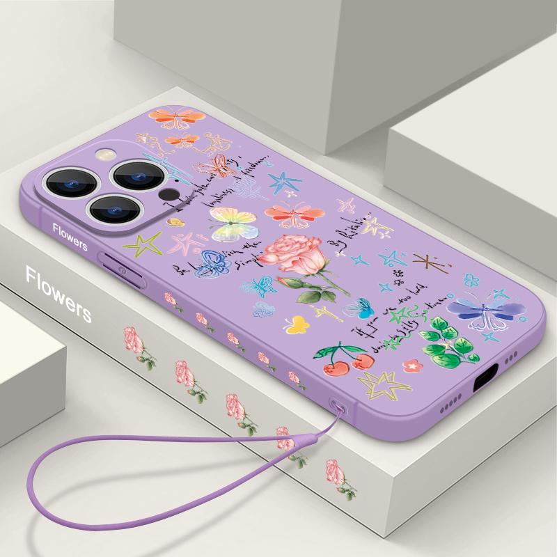 Romantic Flower Pattern Shockproof Case For iPhone 15 14 13 12 Pro Max 11 Magnetic For Magsafe Wireless Charge Soft Phone Cover