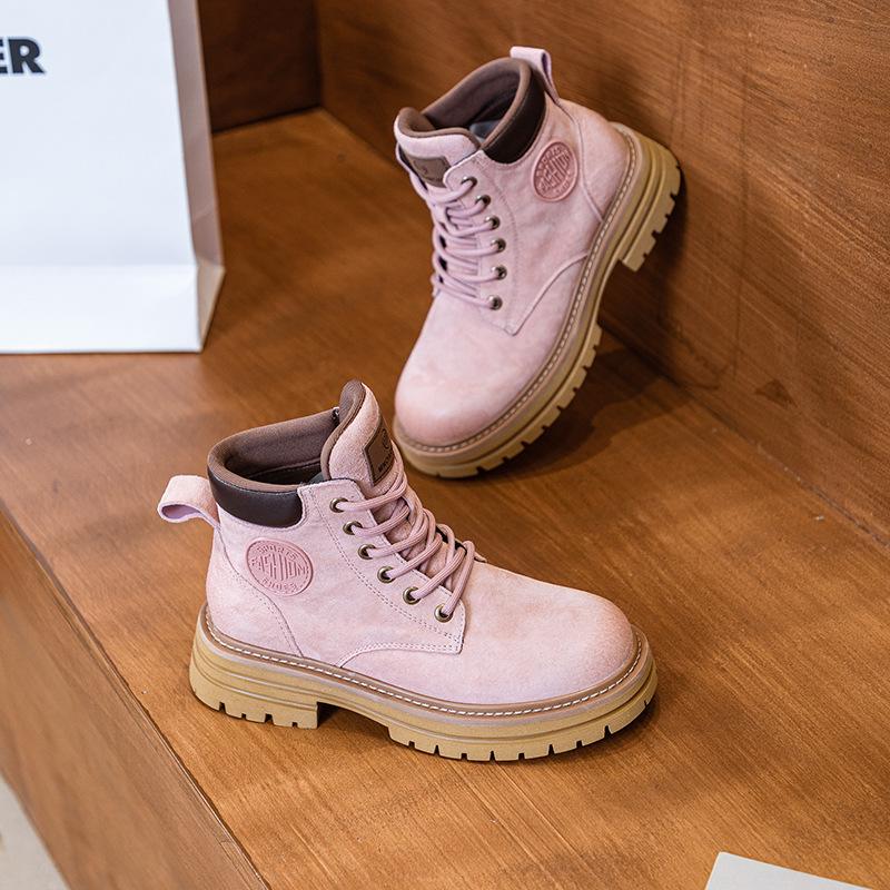 Boots Women's Genuine Leather Thick Sole Shoes Motorcycle Outdoor Work Clothes Women's Ankle Boots Shoes for Women Zapatos