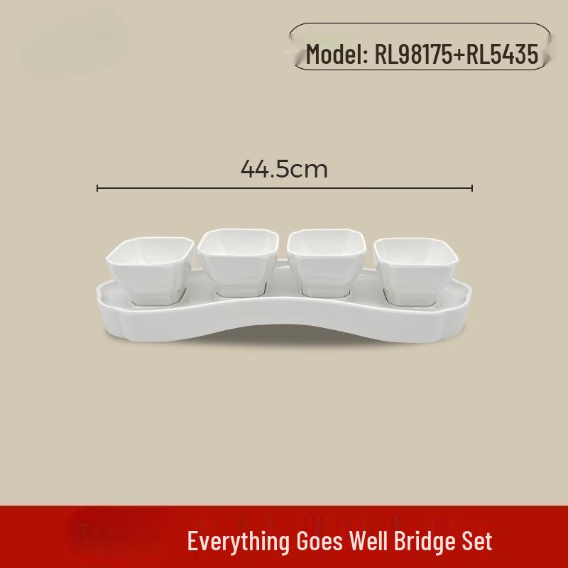 Wuhe 17.5-inch White Melamine Auspicious Bridge Plate