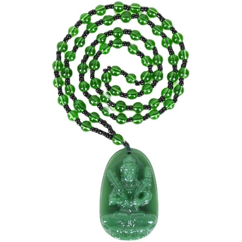 Chinese Lucky Amulet Buddha Necklace Manjushri Bodhisattva Guanyin Pendant For Men Women Long Sweater Chain Gift