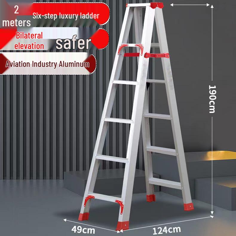 Extra Thick Aluminum Alloy Folding Herringbone Ladder for Home and Engineering Use