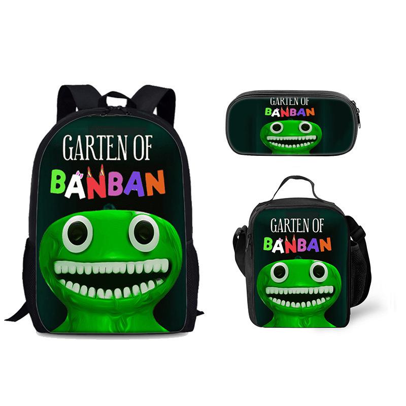 Classic Popular Novelty Funny Garten of Banban 3D Print 3pcs/Set Pupil School Bags Laptop Daypack Backpack Lunch Bag Pencil Case