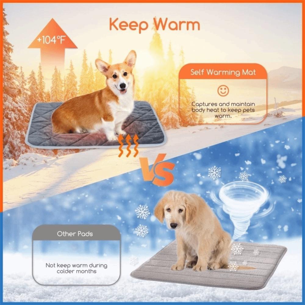 Pet Bed Mat Anti-Slip Self-Heating Dog Pad Thermal Folding Pet Sleeping Blankets Cozy Soft Dog Crate Pad for Cats and Dogs