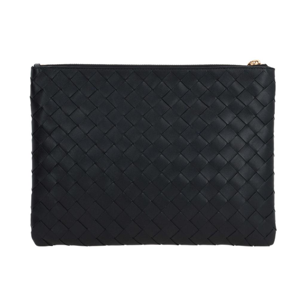 Bottega Veneta Woven Fringe Lambskin Clutch Women Clutch Black 749922VCPP38425
