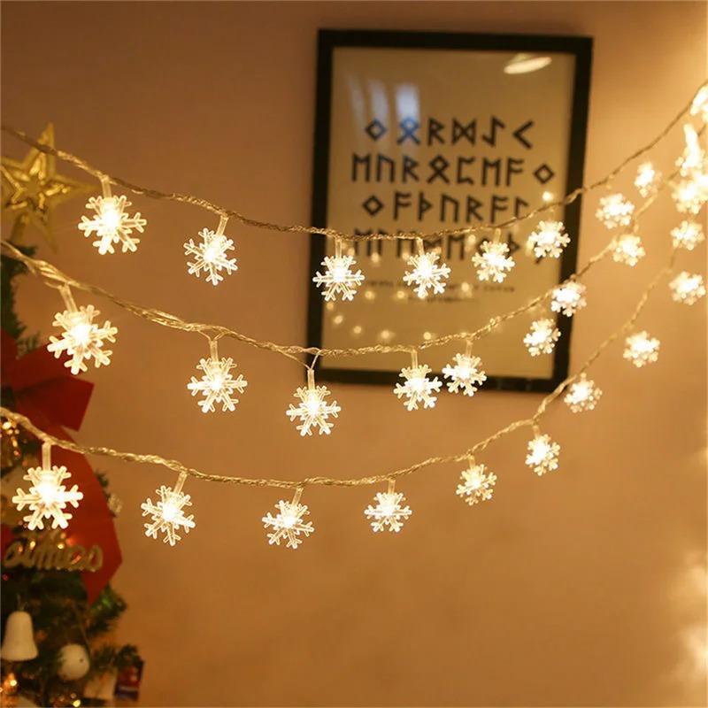 Snowflake LED String Fairy Light Garland Home Christmas Lights Wedding Decor Christmas Decor for Home Navidad Party Decoration