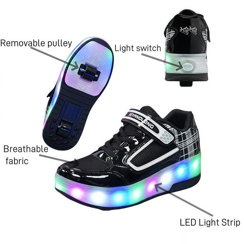 Kids Glitter Roller Skates Two Roller Skating Sneakers Breathable Sports Shoes Good Gifts for Boys and Girls.