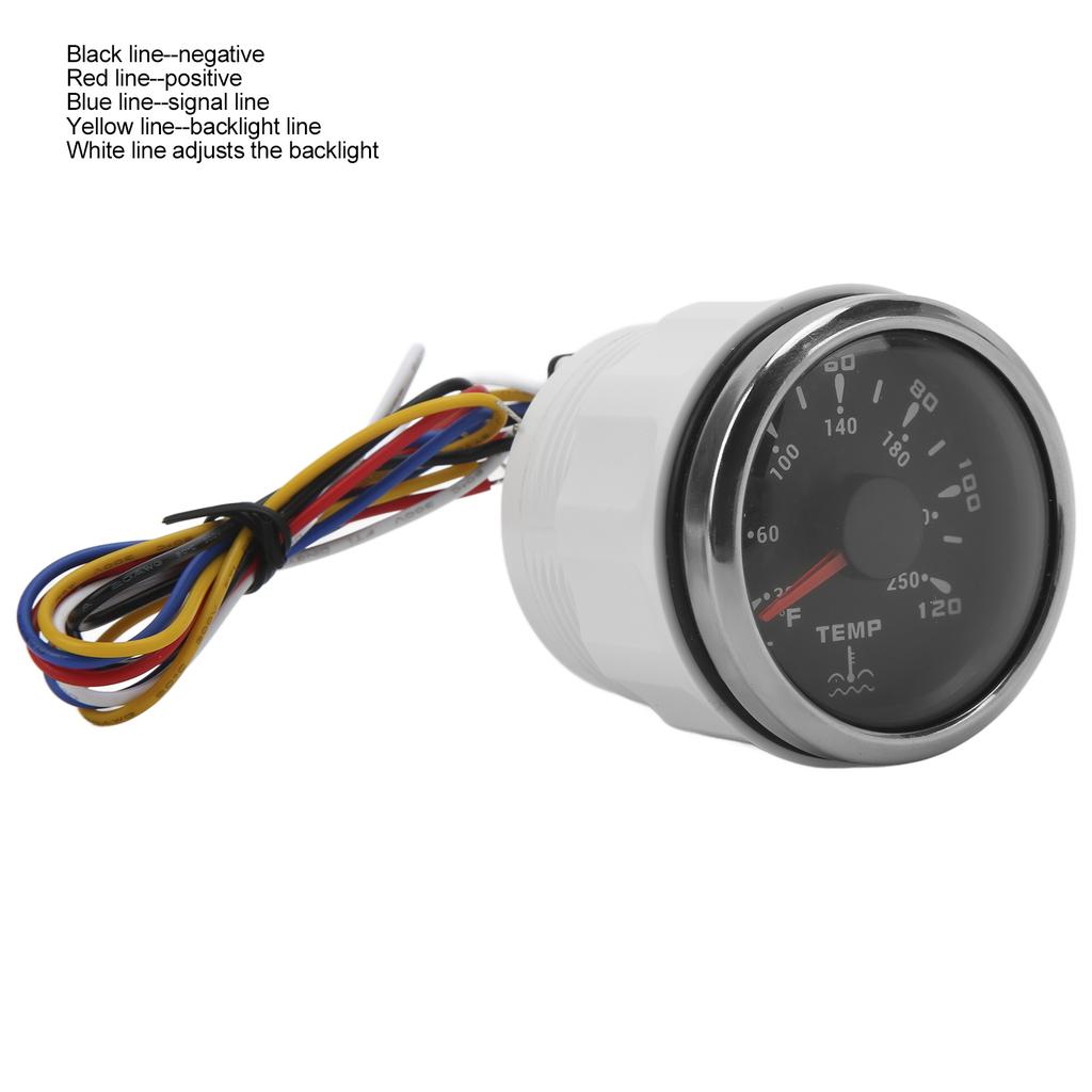 52mm Water Temperature Gauge 7 Colors Backlight IP67 Waterproof 1600‑22 Ohm  Pointer Indication Meter for Boats RVs