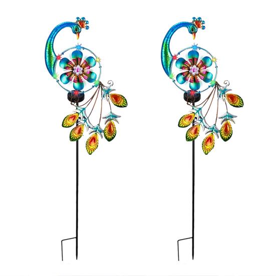 1/2Pcs Peacock Solar Outdoor Lights Auto On/Off Waterproof