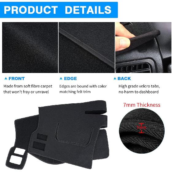 Dashboard Cover Dash Cover Mat Pad Carpet  Fit For Ford Fusion 2006 2007 2008 2009 (Black)