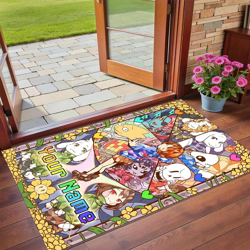 Crystal Velvet Rug Custom Name Text, Soft Non Slip Floor Mat Home DecorUndertale