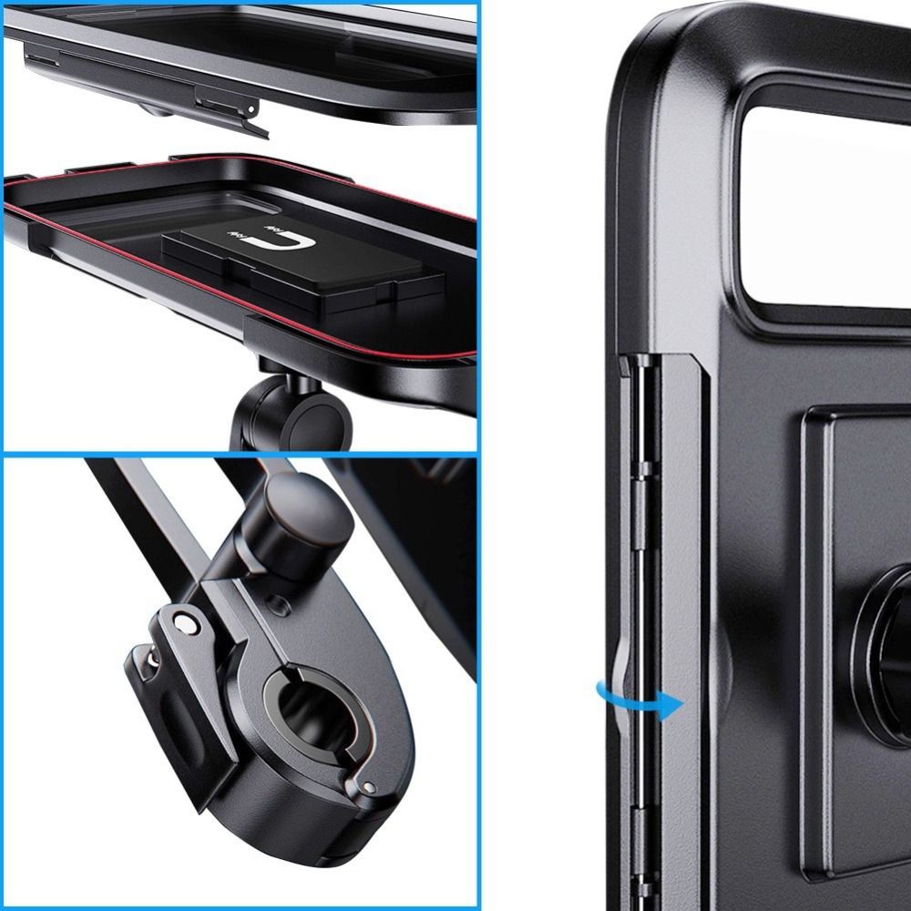 Anti-shake Motorcycle Phone Holder 360° Swivel Waterproof Rearview Mirror Bracket Universal Adjustable Bicycle Phone Stand MTB