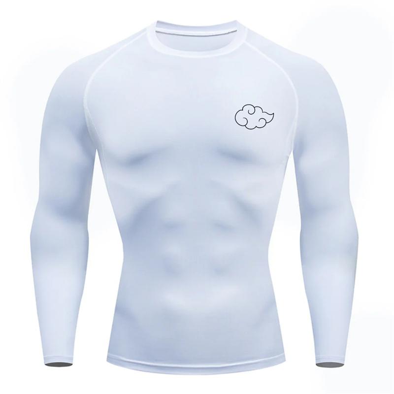Cloud Print Compression Shirt for Men Gym Workout Running Tshirts Undershirts Baselayers Athletic Quick Dry Tees Tops Activewear