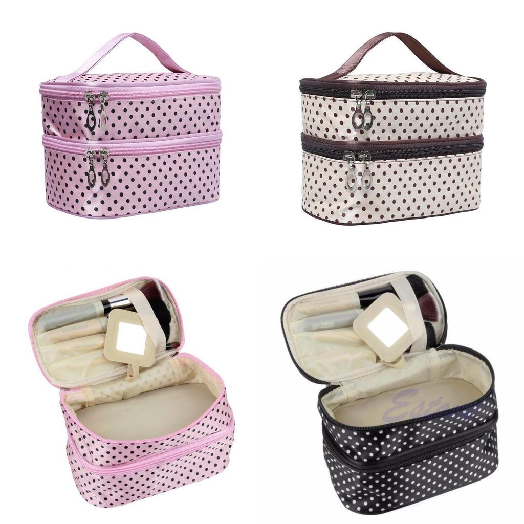 Makeup Bag Portable Travel Organizer With Double Zipper For Women Daily Use
