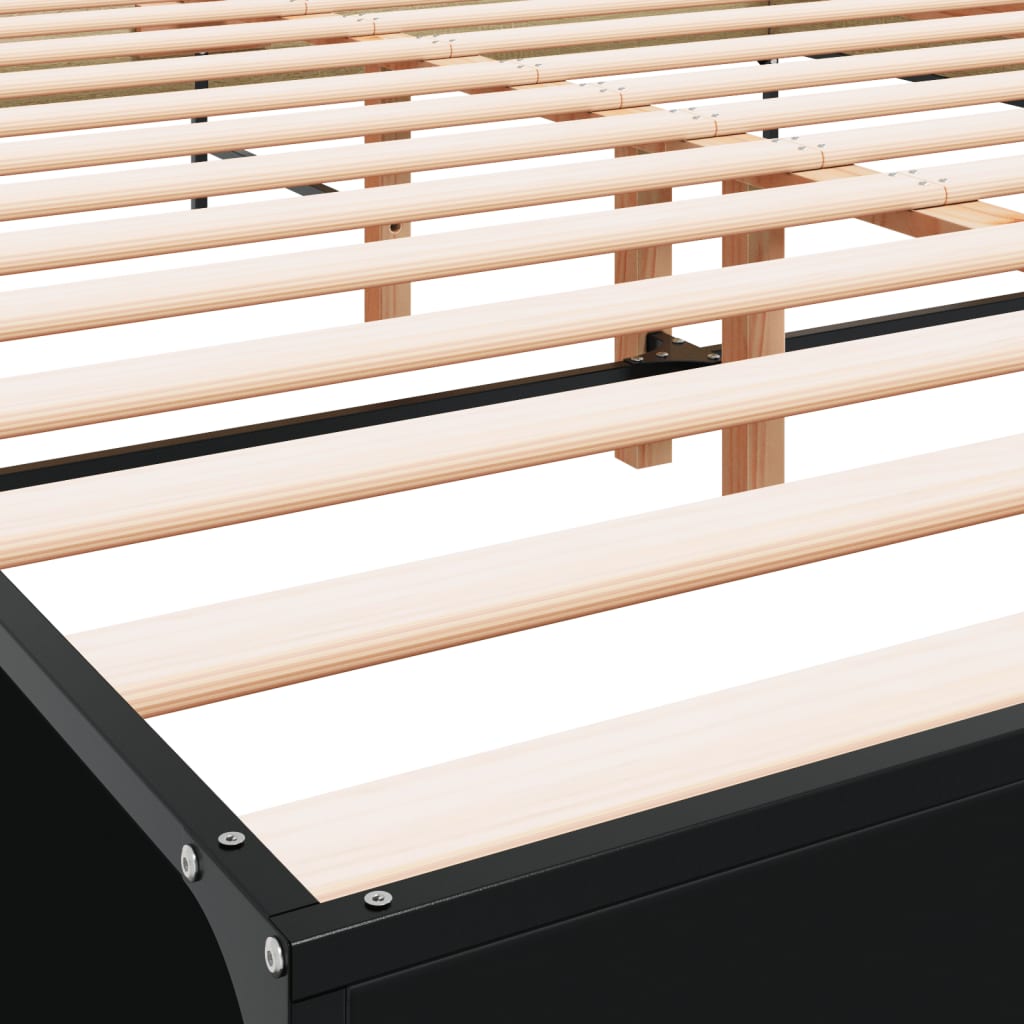 Bed Frame Black 160 x 200 cm Particleboard and Metal