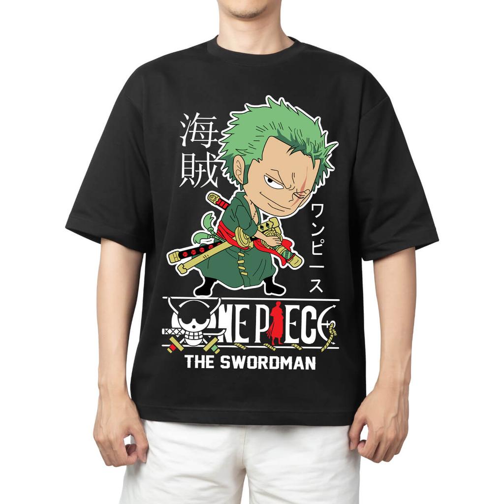 2026 New One Piece Zoro Chibi The Swordman Printed Short Sleeve Tshirt Mens and Womens Tshirt Mens Tops Sports Tshirt