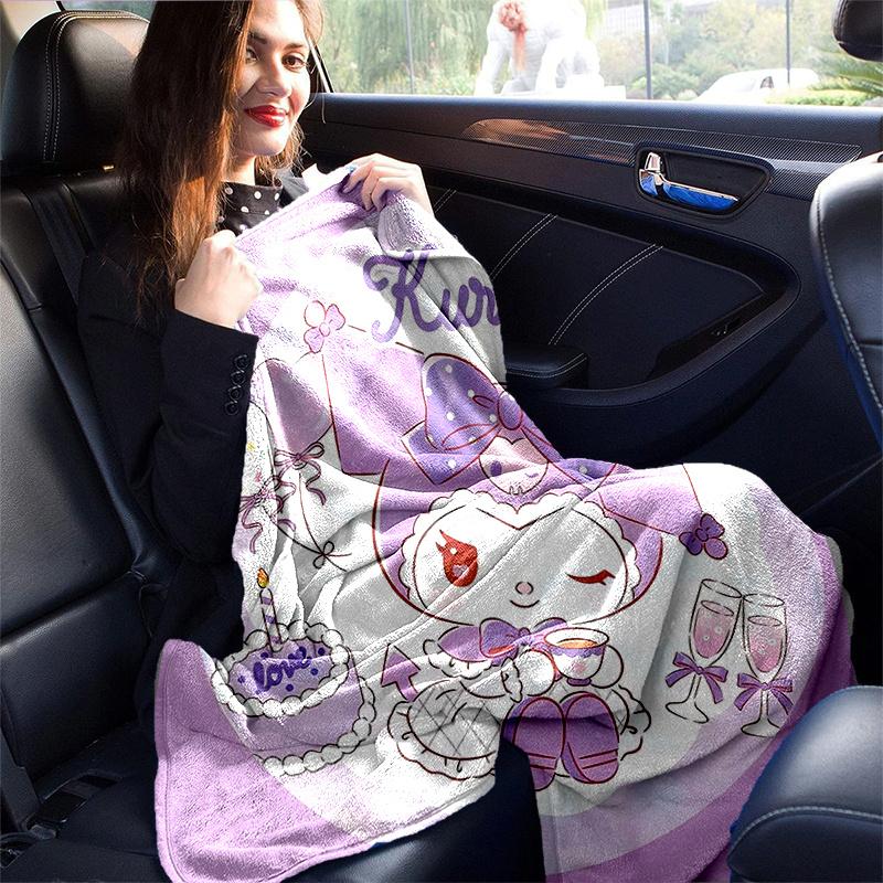 1pc Cakes Kuromi's Sweet Celebration Blanket, Soft and Cozy Home Decor Gift for Friend, Suitable for All Seasons, Living Room, Travel, Camping, Car Bl