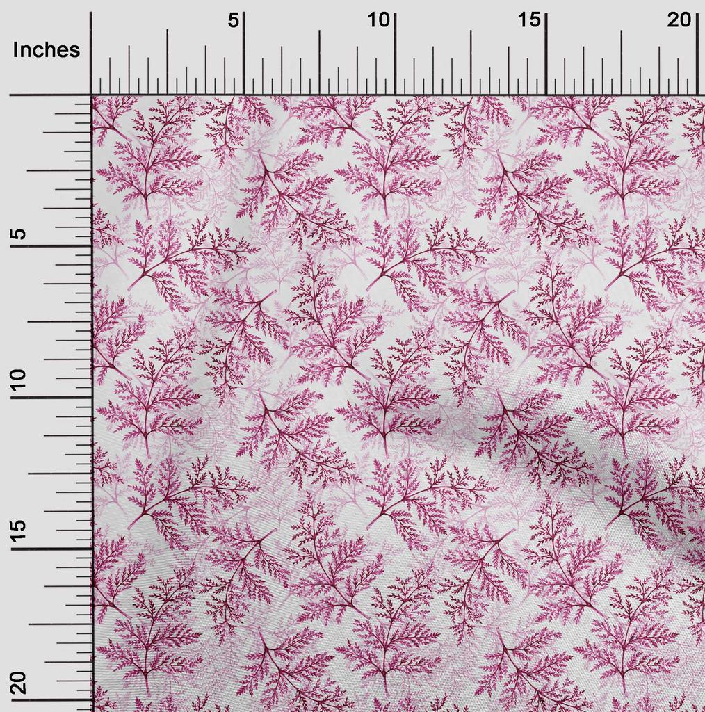 oneOone Cotton Flex Dark Magenta Fabric Leaf Sewing Craft Projects Fabric Prints By Yard 40 Inch