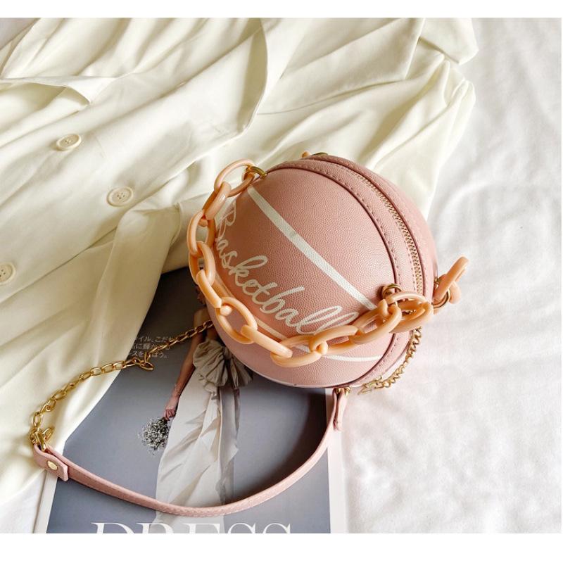 Tooxika Damen Neue runde Basketball-Handtasche mit Ball, vielseitige Umhängetasche, kleine Tasche